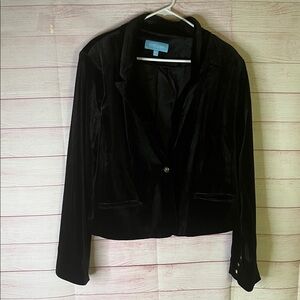 Draper James‎ Black Velvet One Button Jacket Blazer XL